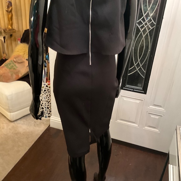 NWOT SEXY SLEEVELESS PENCIL STYLE DRESS W/ BELERO FLOW ATTACHED TOP L ♥️♥️♥️ - Picture 10 of 16